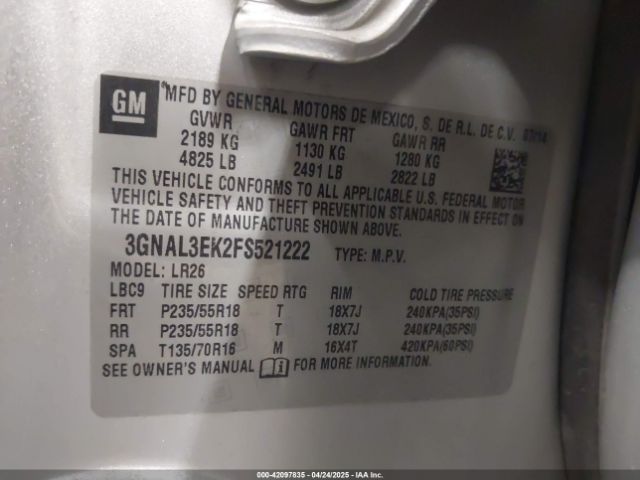 3GNAL3EK2FS521222 Chevrolet Captiva Sport Lt