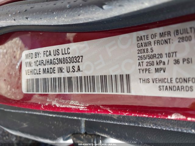 1C4RJHAG3N8630327 Jeep Grand Cherokee Altitude 4x4