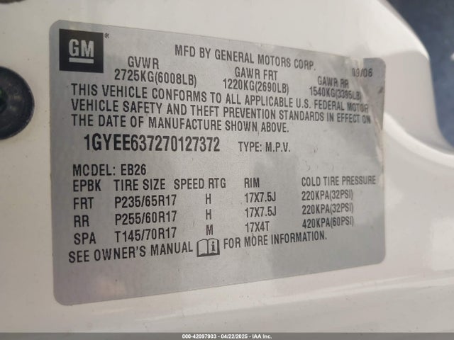 2007 CADILLAC SRX 1GYEE637270127372 Photo 8