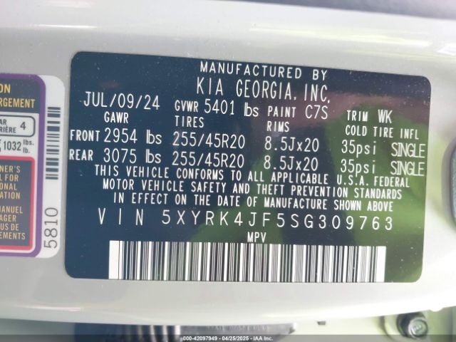 2025 KIA SORENTO 5XYRK4JF5SG309763 Photo 8