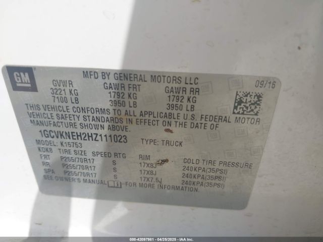 1GCVKNEH2HZ111023 Chevrolet Silverado 1500 Wt