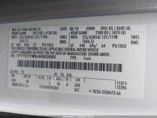 1FTYE1YM8JKB52082 Ford Transit-150