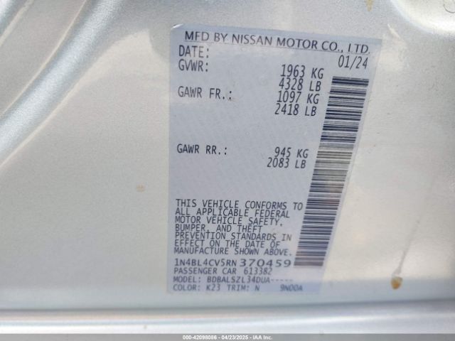 1N4BL4CV5RN370459 Nissan Altima Sr Fwd