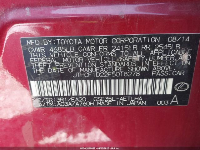 JTHCF1D22F5018278 Lexus IS 250