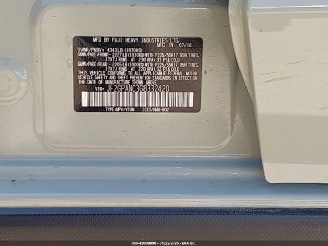 JF2GPANC3G8332420 Subaru Crosstrek 2.0i Limited