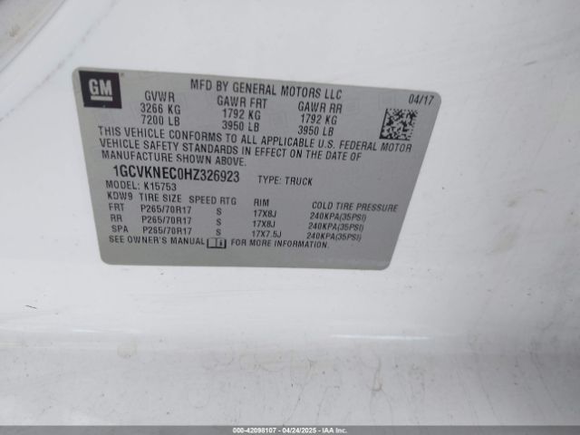 1GCVKNEC0HZ326923 Chevrolet Silverado 1500 Wt