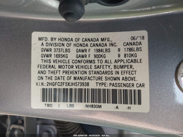 2HGFC2F5XJH573938 Honda Civic Lx