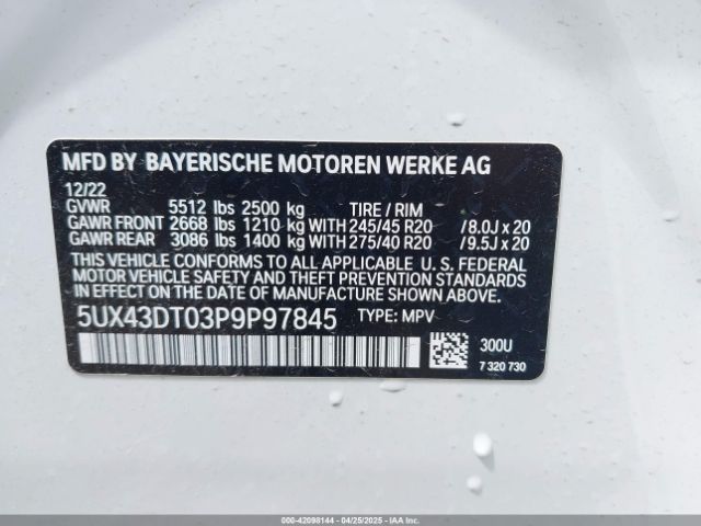 5UX43DT03P9P97845 BMW X4 M40i