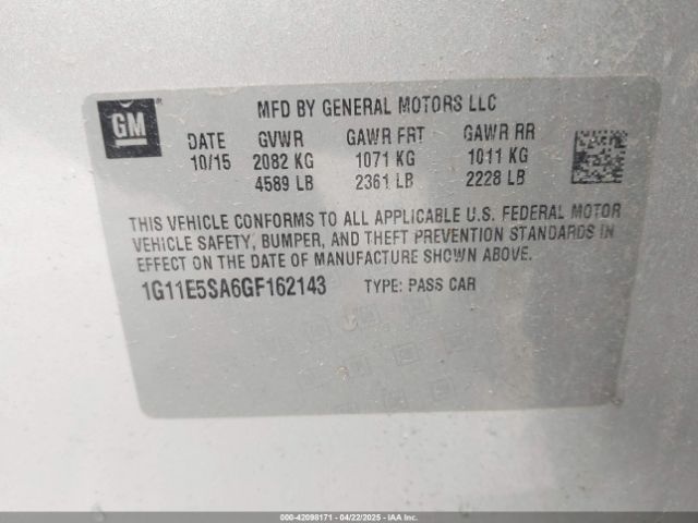1G11E5SA6GF162143 Chevrolet Malibu Limited Ltz
