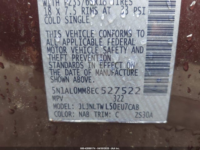 5N1AL0MM8EC527522 Infiniti QX60