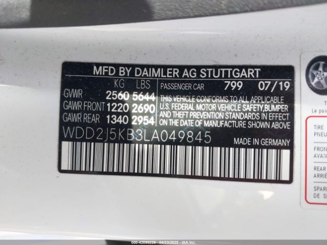 WDD2J5KB3LA049845 Mercedes-Benz Cls 450 4matic