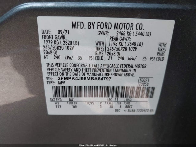 2FMPK4J96MBA64797 Ford Edge St-line