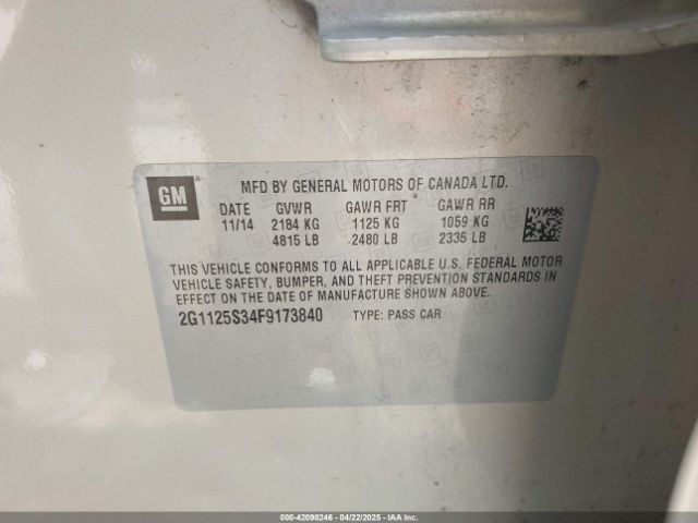 2G1125S34F9173840 Chevrolet Impala 2lt