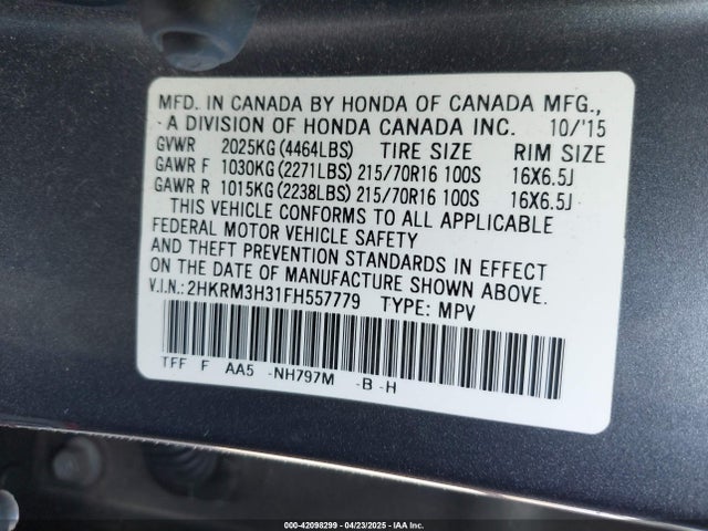2HKRM3H31FH557779 Honda CR-V LX
