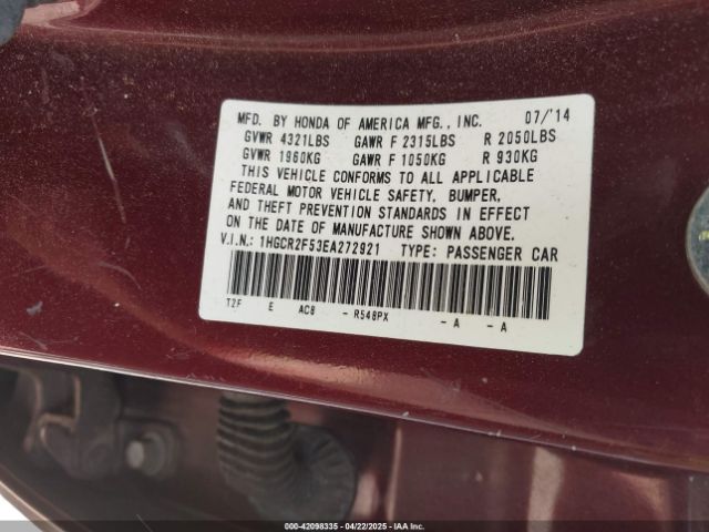 1HGCR2F53EA272921 Honda Accord Sport