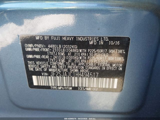 JF2SJAJC1HH494517 Subaru Forester 2.5i Limited