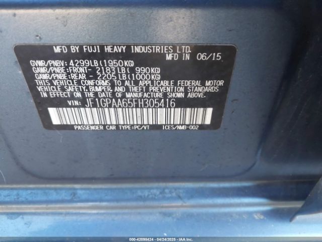 JF1GPAA65FH305416 Subaru Impreza 2.0i