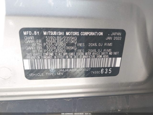 2022 MITSUBISHI OUTLANDER JA4J4UA83NZ066527 Photo 8