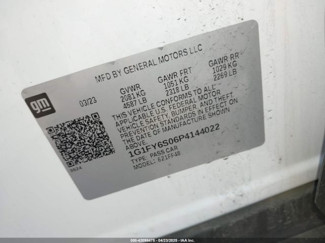 1G1FY6S06P4144022 Chevrolet Bolt Euv Fwd Lt