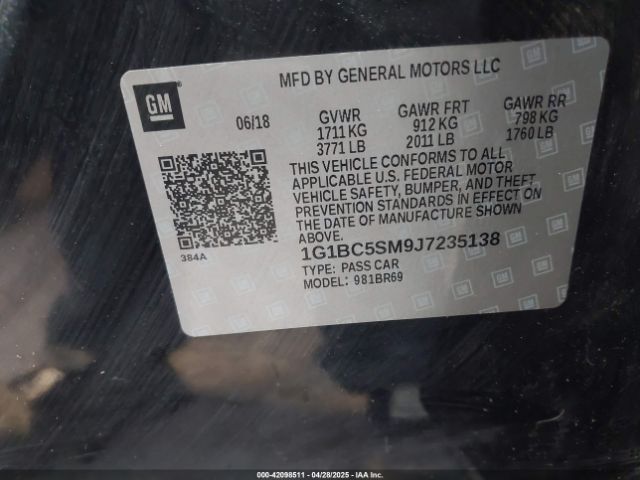 1G1BC5SM9J7235138 Chevrolet Cruze Ls Auto