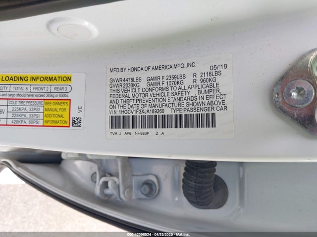 1HGCV1F3XJA189260 Honda Accord Sport