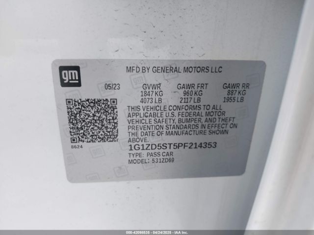 1G1ZD5ST5PF214353 Chevrolet lfv
