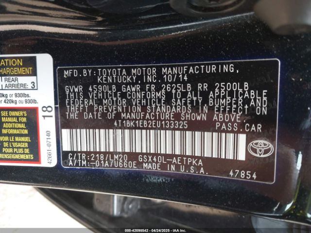 4T1BK1EB2EU133325 Toyota AVALON LIMITED