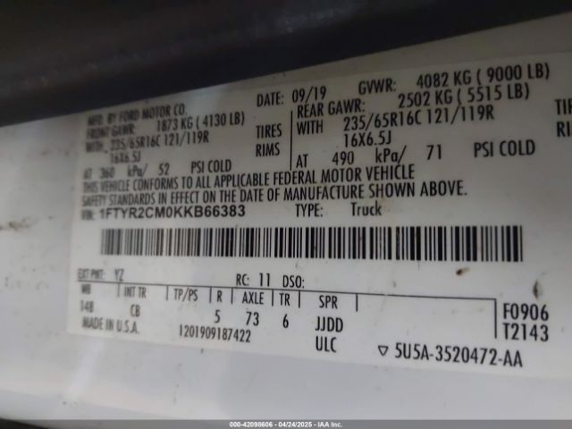 1FTYR2CM0KKB66383 Ford Transit-250