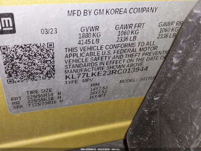 KL77LKE23RC013944 Chevrolet Trax Fwd Activ