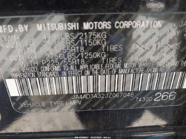JA4AD3A32JZ067046 Mitsubishi Outlander Se