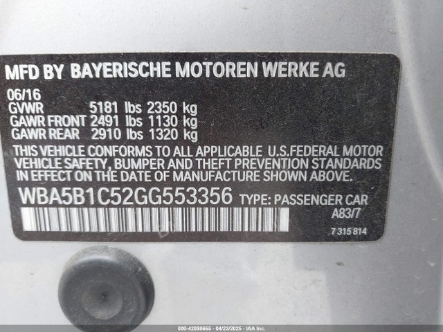 BMW 535i 2016 WBA5B1C52GG553356 Image 9