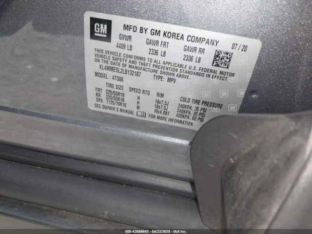 KL4MMESL2LB132187 Buick Encore Gx Awd Select