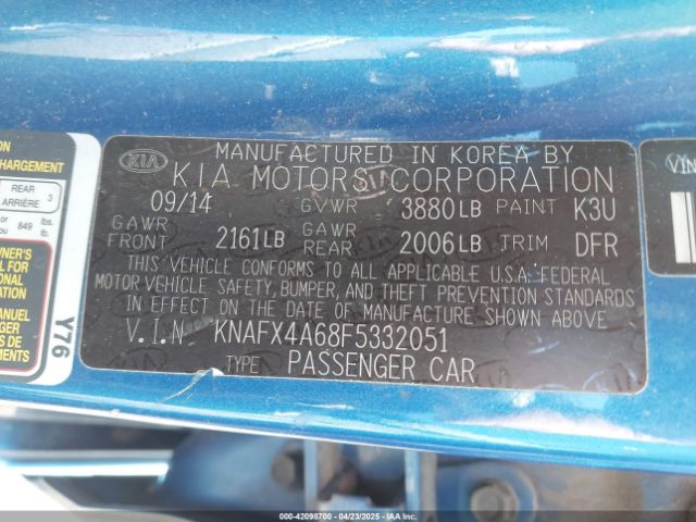 KNAFX4A68F5332051 KIA FORTE LX