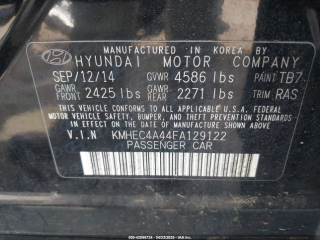 KMHEC4A44FA129122 Hyundai Sonata Hybrid Limited