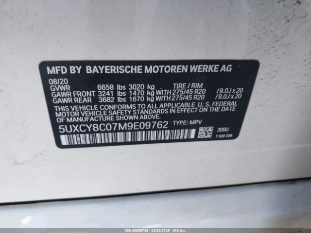 2021 BMW X6 5UXCY8C07M9E09762 Photo 8