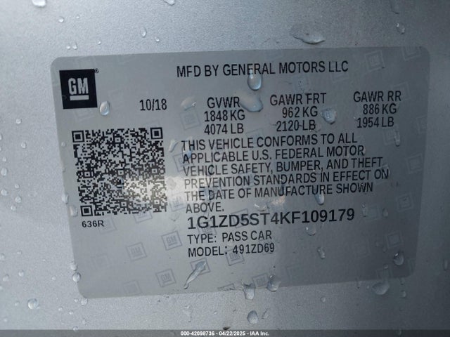 1G1ZD5ST4KF109179 Chevrolet MALIBU LT