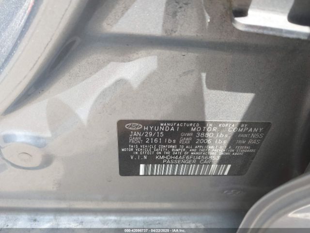 KMHDH4AE6FU456853 Hyundai ELANTRA SE