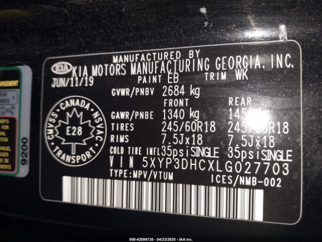5XYP3DHCXLG027703 KIA Telluride Ex
