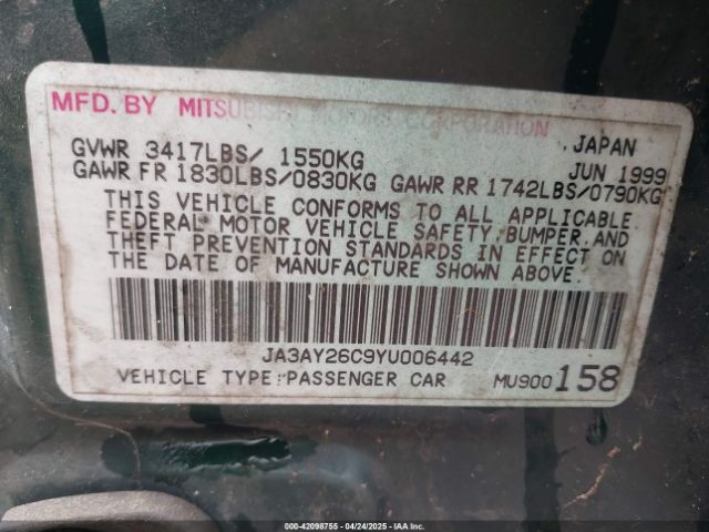 2000 MITSUBISHI MIRAGE JA3AY26C9YU006442 Photo 8