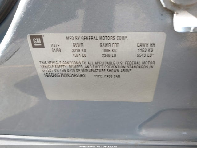 2008 CADILLAC STS 1G6DW67V380162952 Photo 8