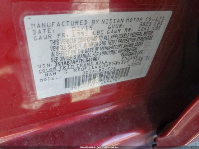 3N1AB7AP7FL641907 Nissan Sentra Fe+ S/s/sl/sr/sv