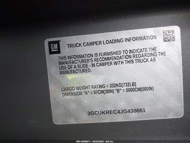3GCUKREC4JG438651 Chevrolet Silverado 1500 1lt