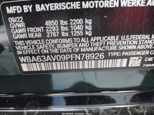 WBA63AV09PFN78926 BMW 430i Gran Coupe