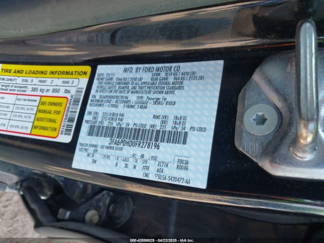 3FA6P0HD0FR278196 Ford FUSION SE