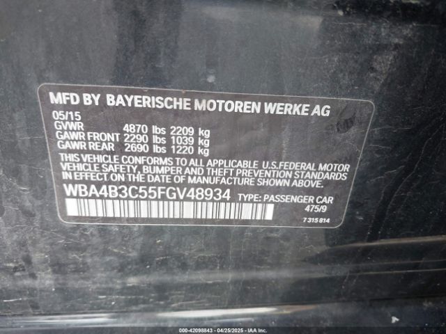 2015 BMW 435I GRAN COUPE WBA4B3C55FGV48934 Photo 8