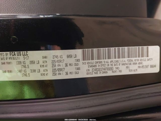 2C4RDGEG7HR769283 Dodge Grand Caravan Gt