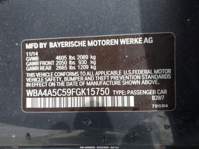 WBA4A5C59FGK15750 BMW 428 Gran Coupe