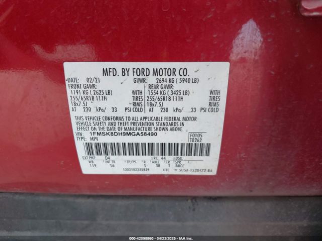 2021 FORD EXPLORER 1FMSK8DH9MGA58490 Photo 8