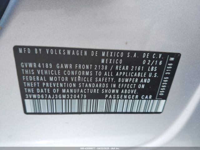 3VWD67AJ3GM320479 Volkswagen Jetta 1.4t Se