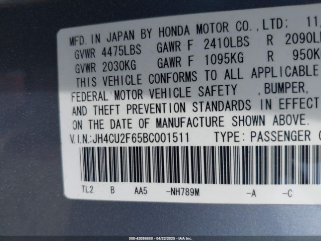 2011 ACURA TSX JH4CU2F65BC001511 Photo 8